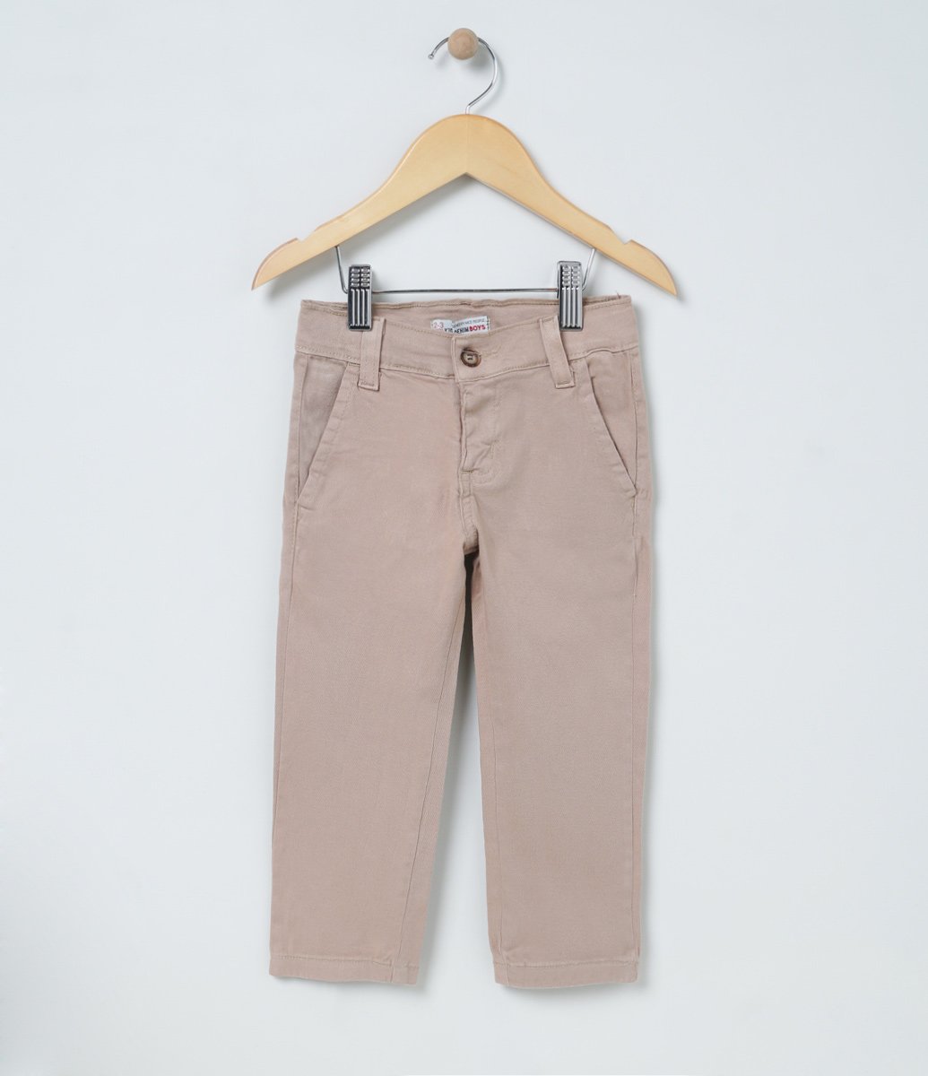 Calça Slim Infantil em Sarja - Tam 1 a 4 anos Bege 1