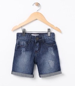 Bermuda Infantil em Jeans com Puídos - Tam 1 a 4 
