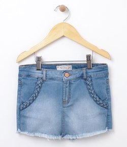 Short Saia Infantil em Jeans - Tam 4 a 14 anos