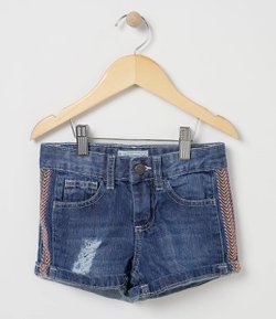 Short Infantil em Jeans com Rasgos - Tam 4 a 14 anos