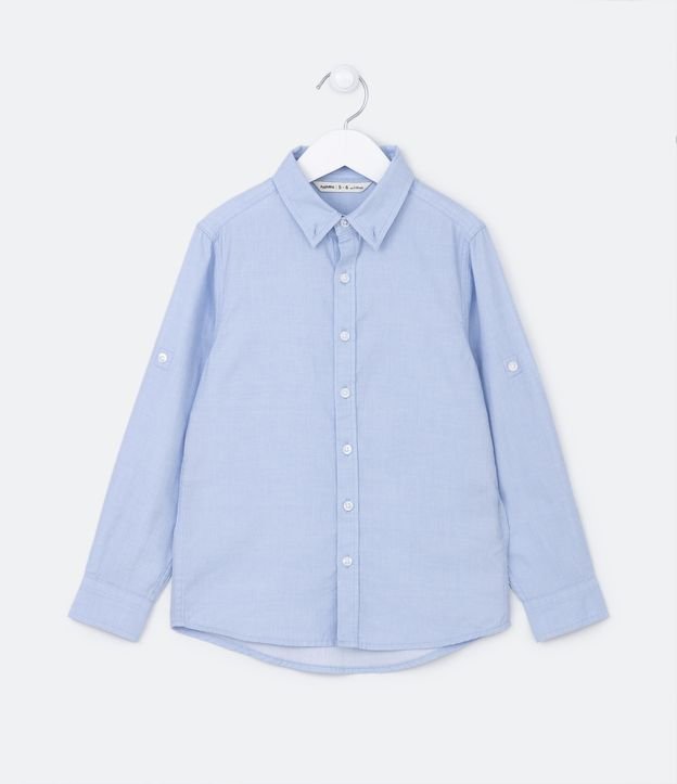 Camisa Infantil em Tricoline - Tam 5 a 14 anos Azul Claro 1