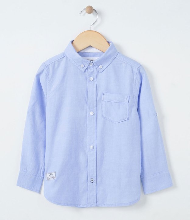 Camisa Manga Larga con Botónes Básica - Talle 1 a 4 años Azul 1