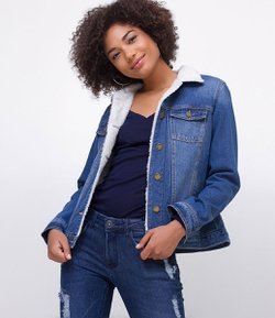 Jaqueta Jeans com Pelo Sintético
