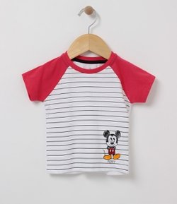 Camiseta Infantil Estampa Mickey - Tam 0 a 18 meses 
