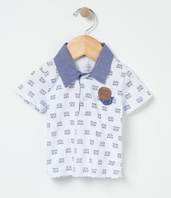  Camisa Polo Infantil Estampada - Tam 0 a 18 meses