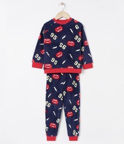 Pijama Infantil em Fleece Estampado Carros - Tam 1 a 4 