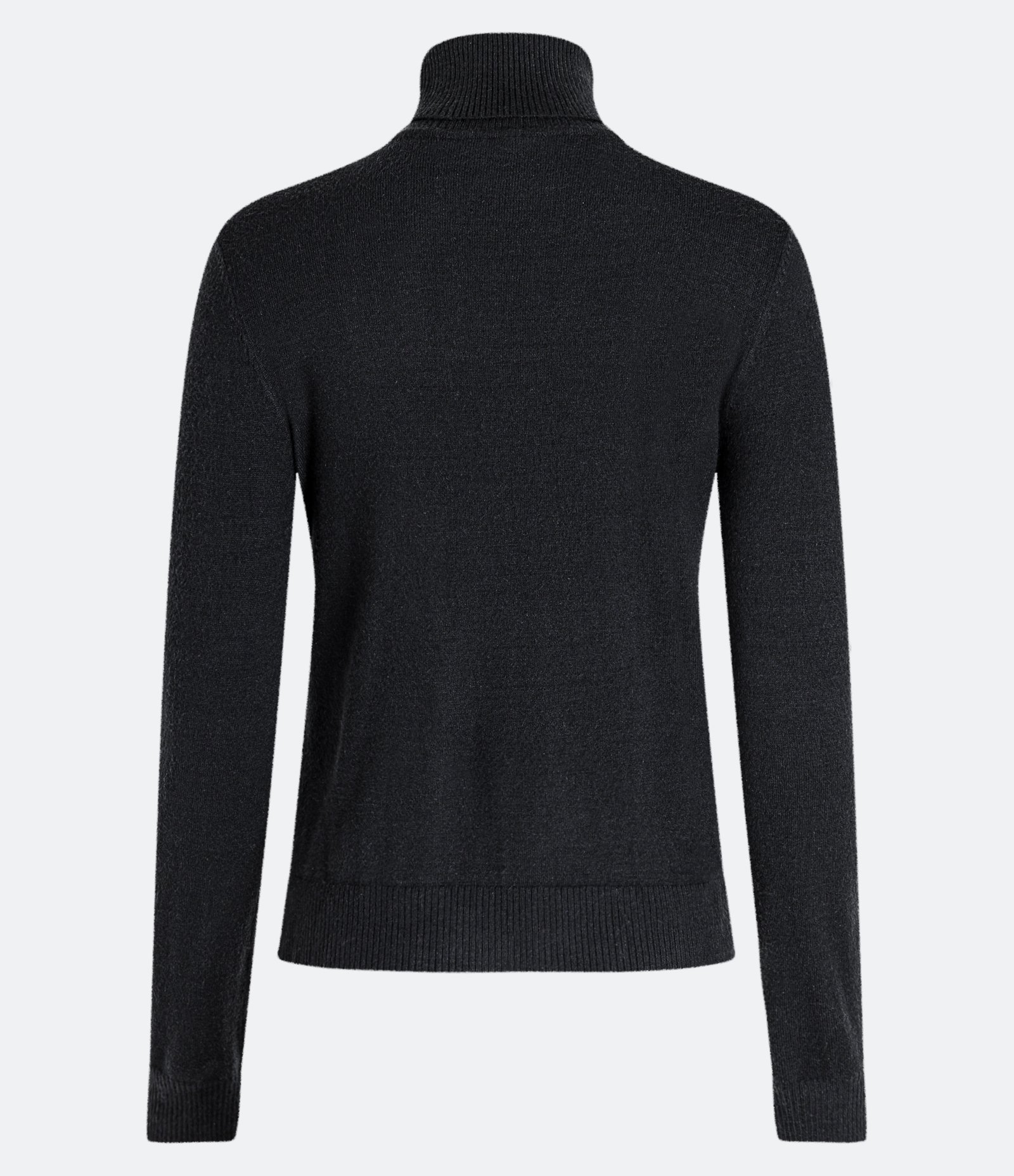Blusa Alongada em Tricô com Golinha Alta e Fenda Preto 3