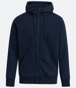 Blusão Esportivo Básico em Moletom com Capuz e Zíper