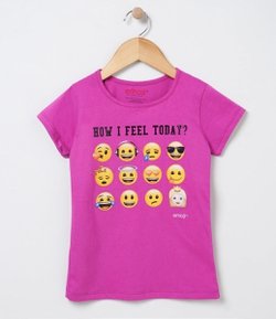 Blusa Infantil com Estampa Emoji - Tam 4 a 12  