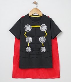 Camiseta Fantasia Infantil Thor Avengers - Tam 4 a 10 