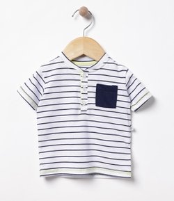 Camiseta Infantil Listrada com Bolso - Tam 0 a 18 meses
