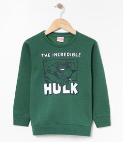Blusão Infantil em Moletom com Estampa Hulk Avengers - 4 a 14 