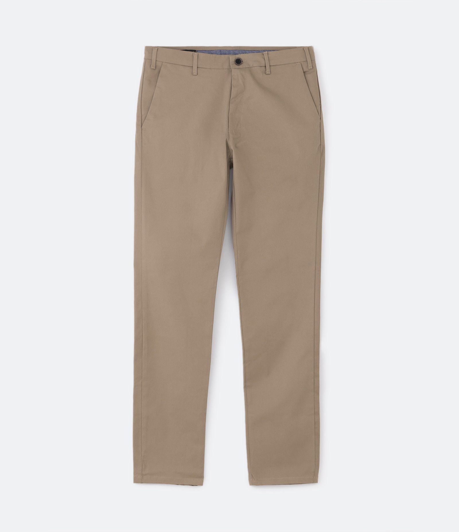 Calça Slim Básica em Sarja com Elastano Bege Escuro 4