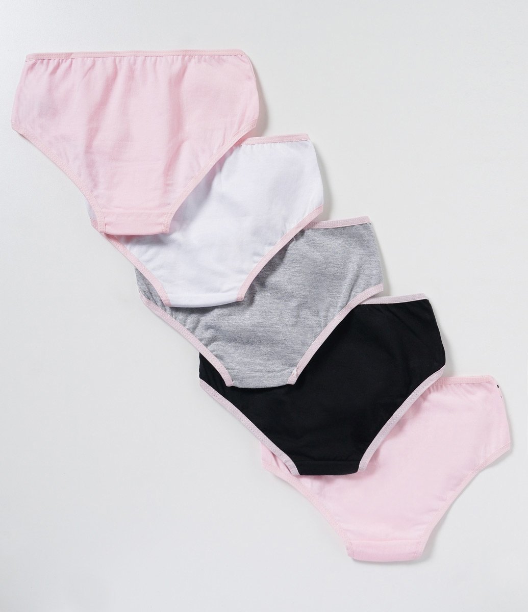 Kit com 5 Calcinhas Infantis com Estampas - Tam 2 a 14 Rosa