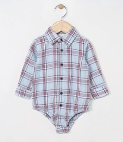 Body Camisa Infantil Xadrez - Tam 0 a 18 meses