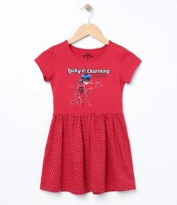 Vestido Infantil com Estampa Ladybug - Tam 2 a 10 anos
