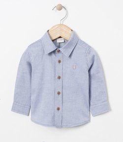 Camisa Infantil em Tricoline com Bordado - Tam 0 a 18 meses
