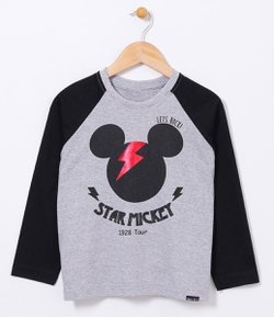 Camiseta Infantil com Estampa Mickey Mouse - Tam 6 a 14 