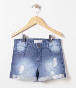 Bermuda Jeans Infantil com Barra Dobrada - Tam 6 a 14