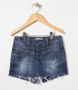 Short Saia Infantil em Jeans - Tam 6 a 14 anos