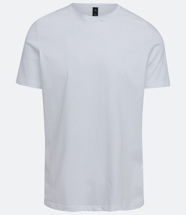 Camiseta Slim Básica em Algodão Peruano com Gola Redonda Branco 5