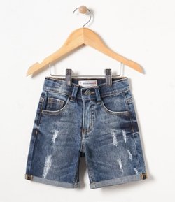 Bermuda Jeans Infantil com Rasgos - Tam 1 a 4 