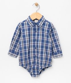 Body Camisa Infantil Xadrez - Tam 0 a 18