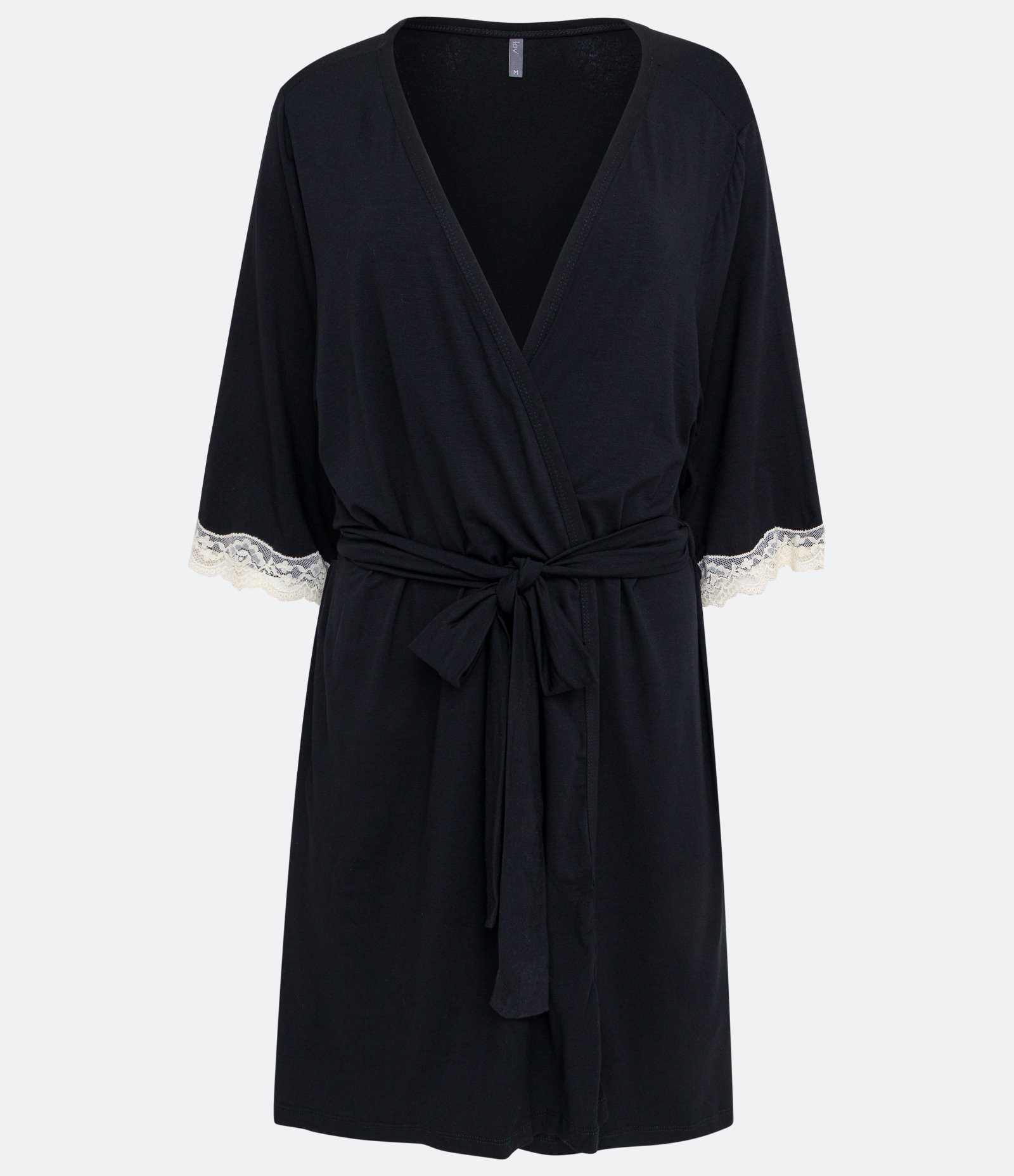 Robe Curto em Viscolycra com Renda na Manga Preto 1