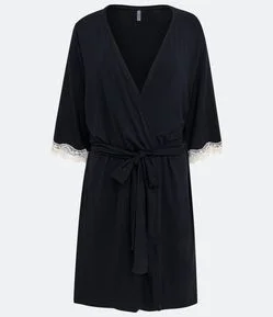 Robe Curto em Viscolycra com Renda na Manga