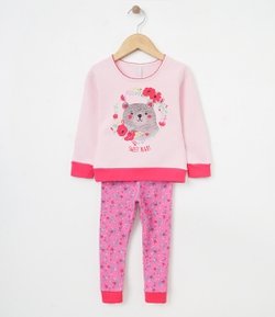 Pijama Infantil Estampado em Moletom - Tam 1 a 4  