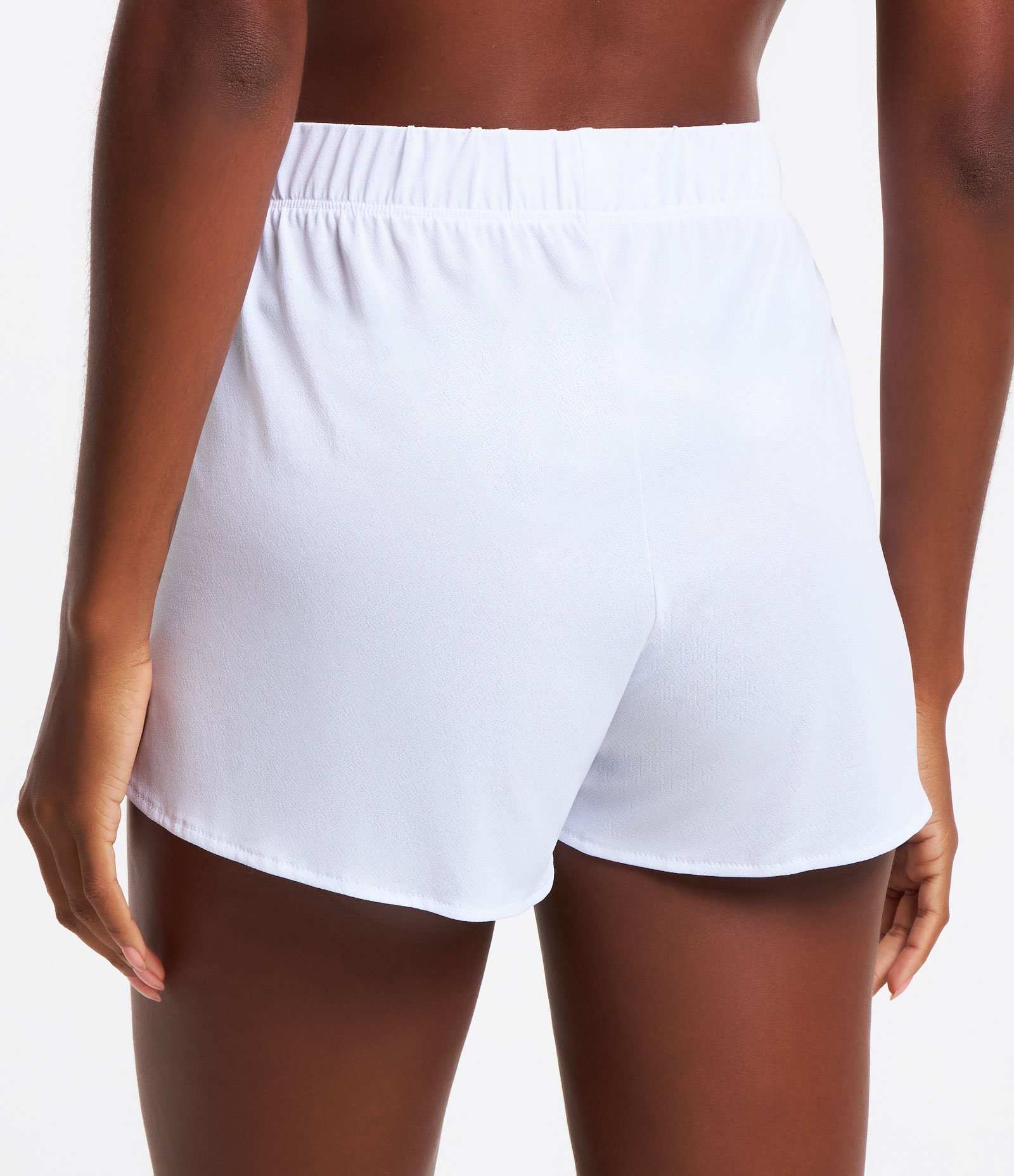 Saída de Praia Short Básico em Poliamida com Cós Elástico Branco 5