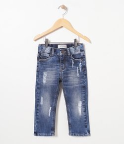 Calça Infantil em Jeans com Puídos - Tam 1 a 4 