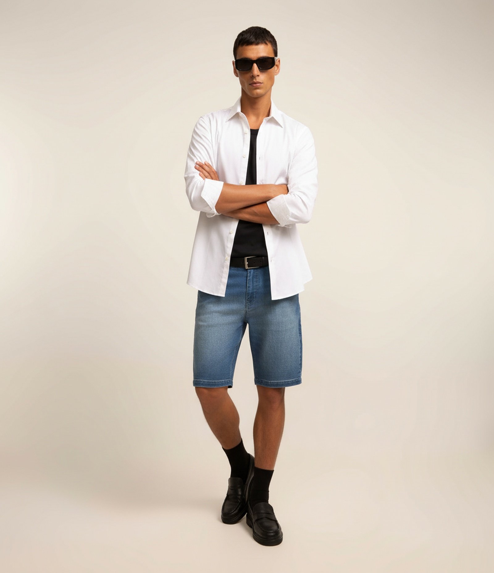 Bermuda Slim Jeans com Elastano Azul 4