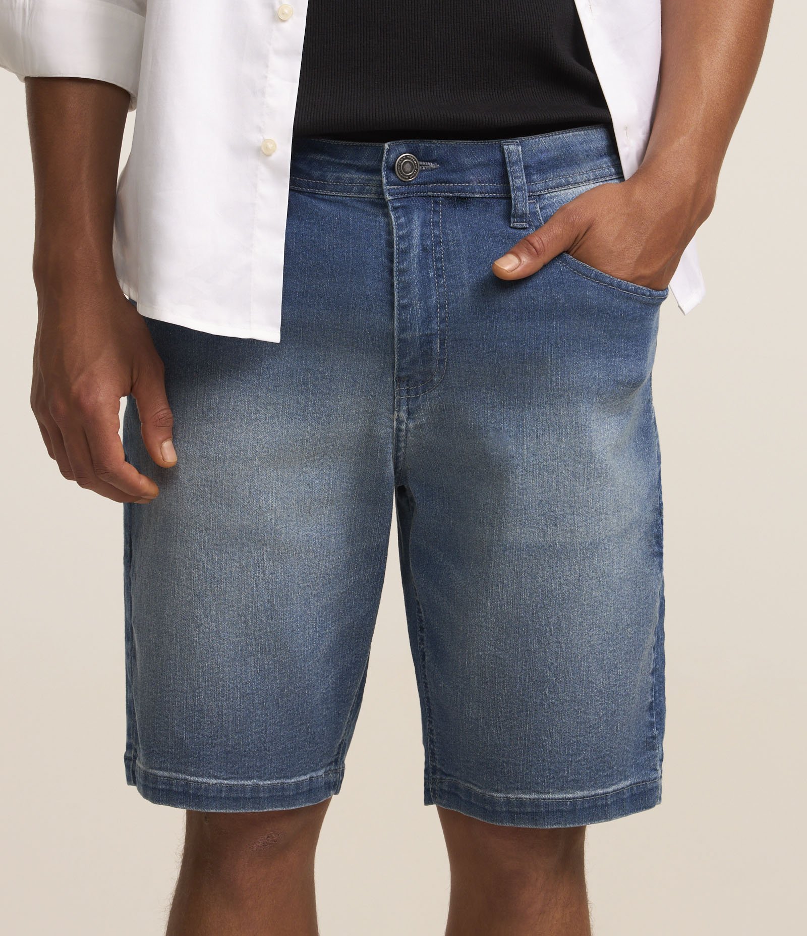 Bermuda Slim Jeans com Elastano Azul 1