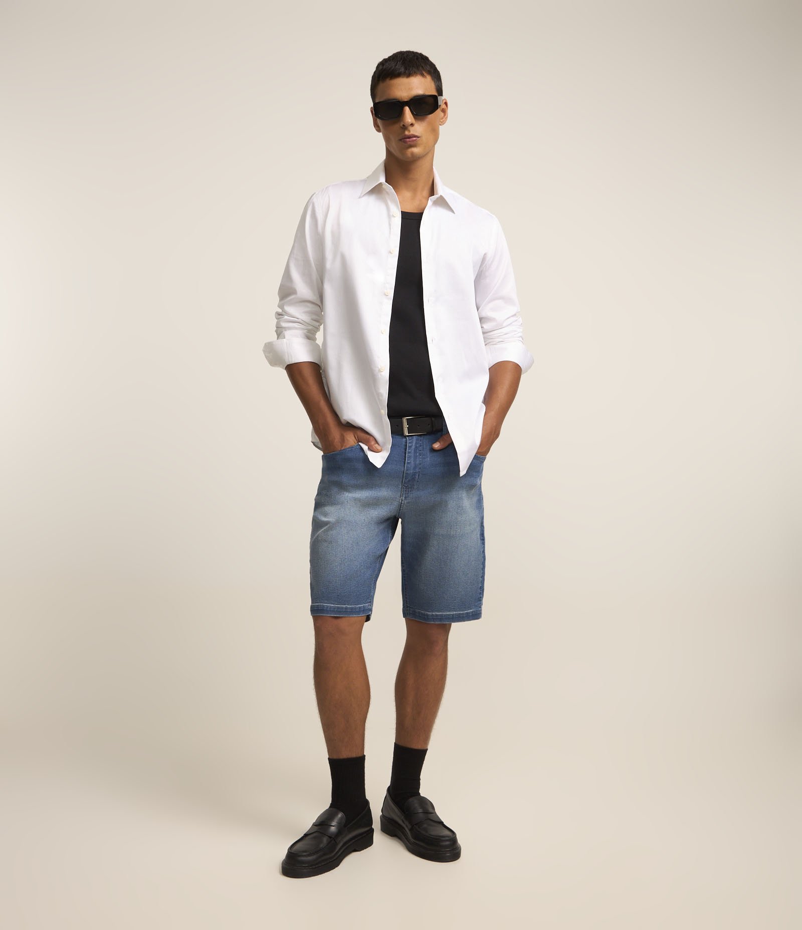 Bermuda Slim Jeans com Elastano Azul 2