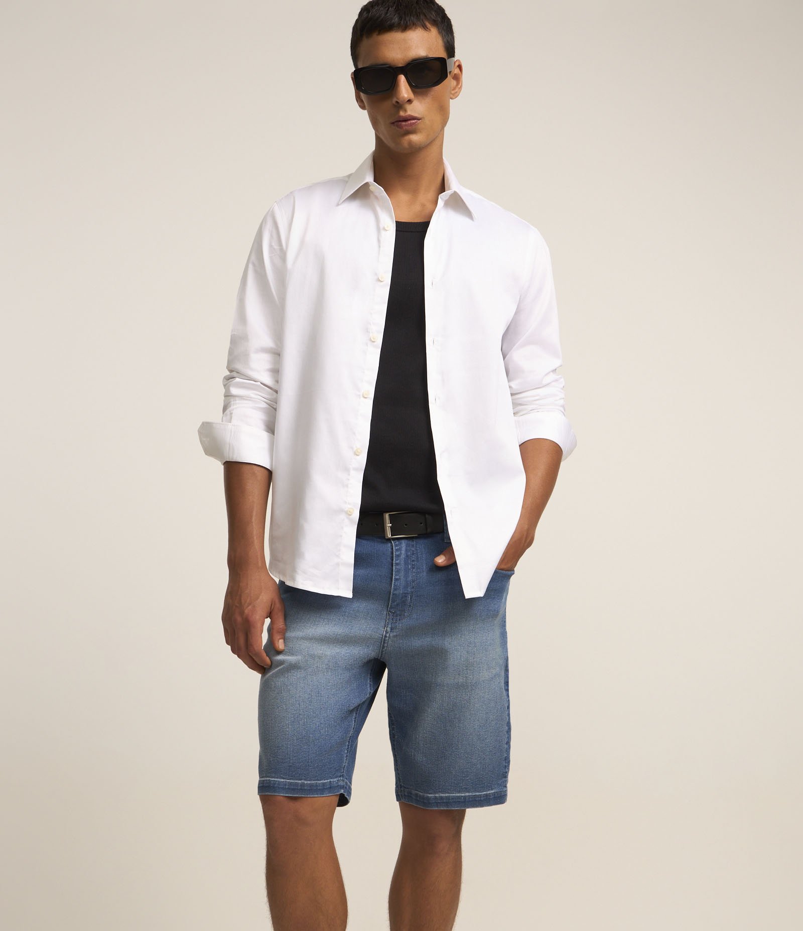 Bermuda Slim Jeans com Elastano Azul 3
