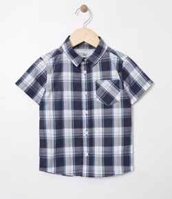Camisa Infantil em Tricoline Xadrez - Tam 1 a 4 