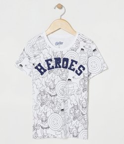 Camiseta Infantil Estampada Avengers - Tam 4 a 14