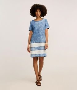 Vestido Curto em Jeans com Listras