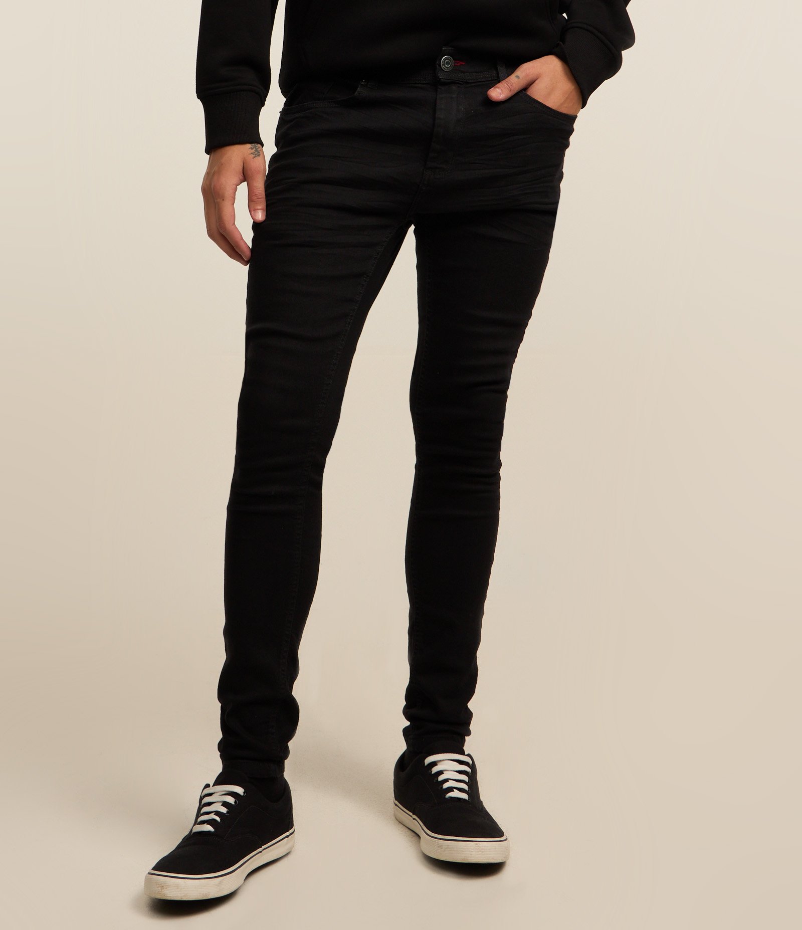 Calça Jeans Super Skinny com Cós Fixo Preto 3