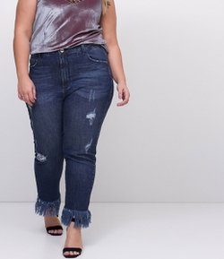 Calça Jeans Skinny com Franjas Curve & Plus Size