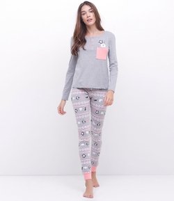 Pijama com Estampa Pinguim