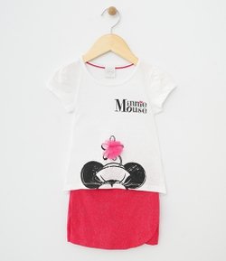 Conjunto Infantil com Estampa Minnie Mouse - Tam 1 a 4