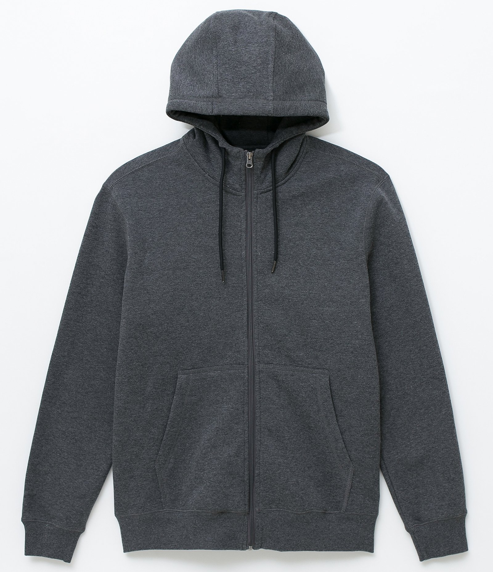 Blusão Esportivo Básico em Moletom com Capuz e Zíper Cinza Escuro 1
