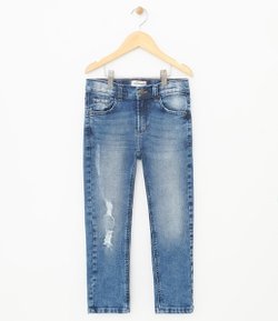 Calça Infantil em Jeans com Rasgos - Tam 6 a 14 