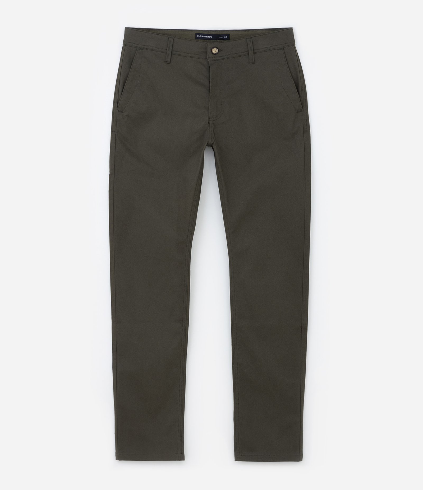 Calça Slim Básica em Sarja com Elastano Verde Escuro 1