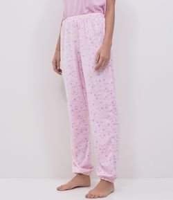Calça de Pijama em Plush Estampada com Corações 