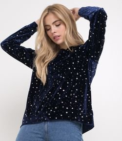 Blusão em Veludo com Textura Estrelas 