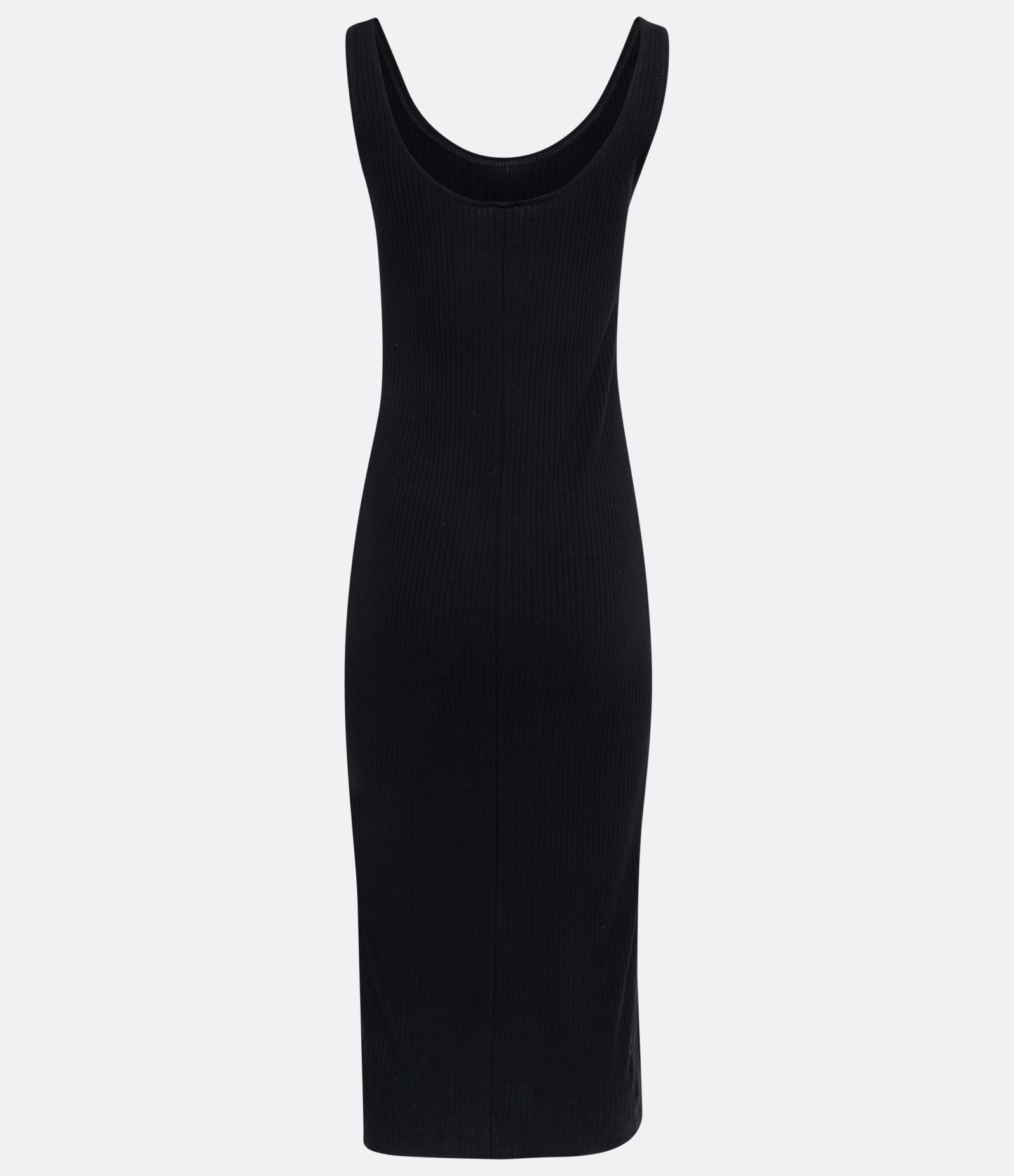 Vestido Midi em Ribana Canelado sem Mangas Jet Black 2
