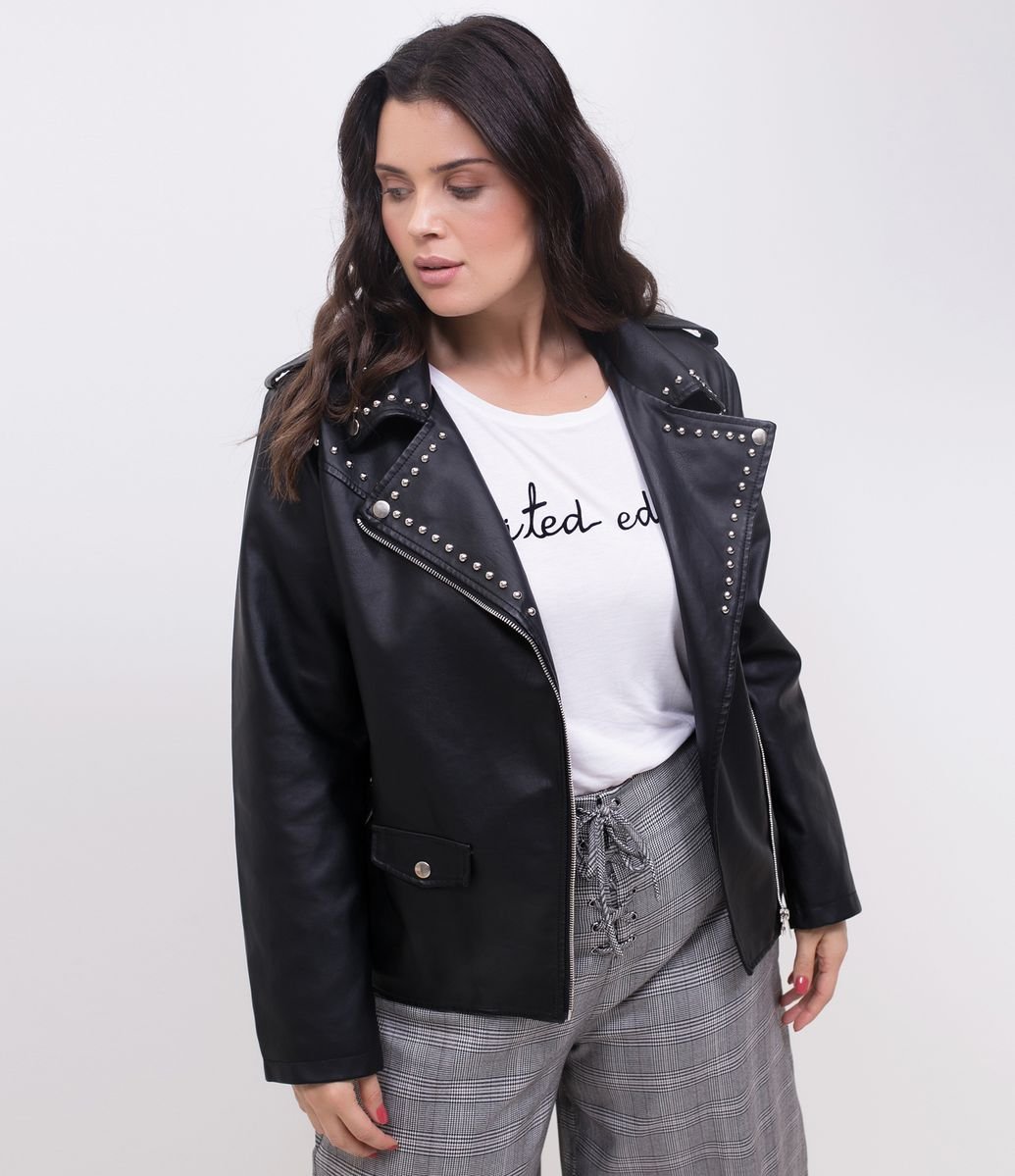 jaqueta biker plus size